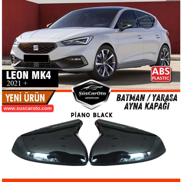 Seat Leon MK4 2021 ve Sonrası Uyumlu Batman Yarasa Ayna Kapağı Piano Black ABS Plastik Sağ Sol Takım ürün görseli 1