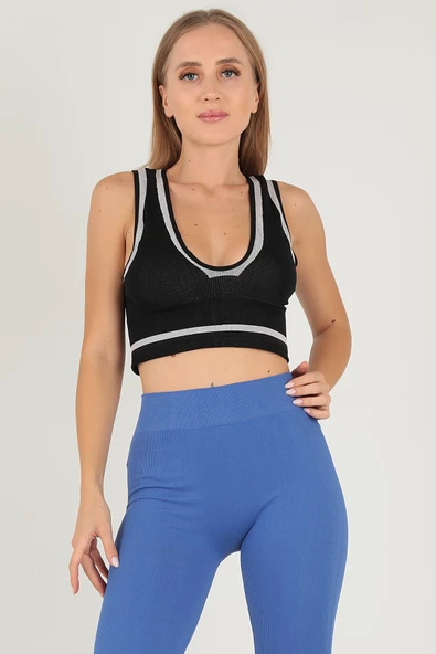 DoReMi Seamless Crop Renk Bloklu Spor Bluz ürün görseli 1