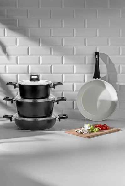 Nehir Ceramic Siyah 7 Parça Tencere Seti ürün görseli 1