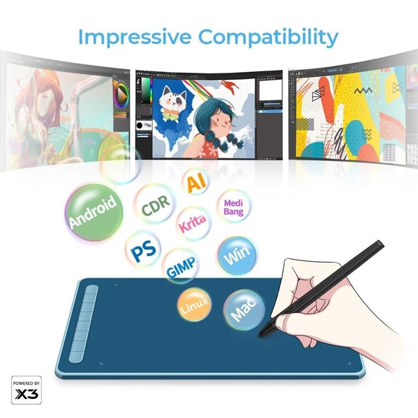 Xp-pen Deco LW Wireless Siyah X3-Smart-Chip Windows Mac Android Chrome OS/ Linux - Resim 5