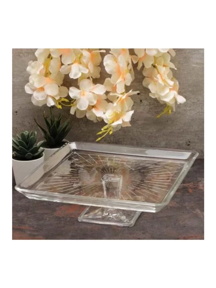 Paşabahçe 950007 Madlen Cam Ayaklı Servis Tabağı 24 cm ürün görseli 1