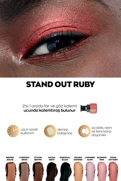 Power Stay Shadow Stick Kalem Far stand out ruby - Resim 2
