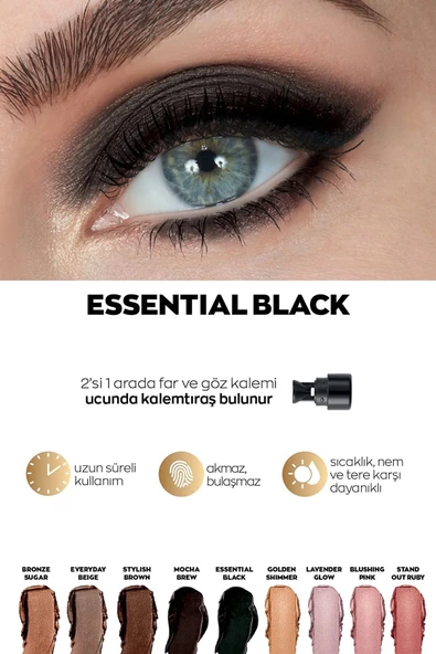 Power Stay Shadow Stick Kalem Far essential black - Resim 2