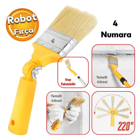 Boya Fırçası Robotik Kestirme Boyama Fırçası 180° Derece Kıvrılabilir Sap Takılabilir İç Dış Cephe ürün görseli 1