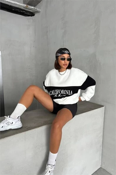 Kadın bisiklet yaka california sweat DPG038 ürün görseli 1