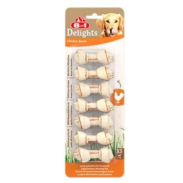 8in1 Delights Bones Ağız Bakımı için Tavuklu Düğümlü Köpek Kemiği  [XS] 84gr (7'li) ürün görseli 1