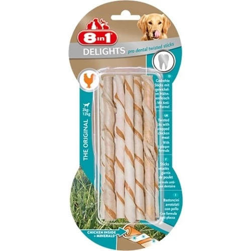 8IN1 Delights Pro Dental Diş Sağlığı için Burgu Çubuk Köpek Ödül Kemiği -55GR ürün görseli 1