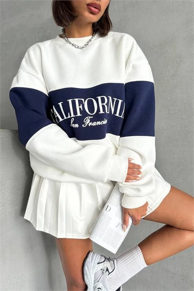 Kadın bisiklet yaka california sweat DPG038 ürün görseli 1