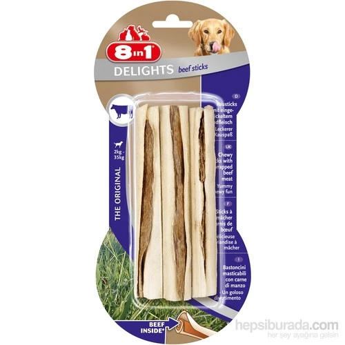 8in1 Delights Sticks Biftekli Çubuk Köpek Ödül Maması 75gr ürün görseli 1