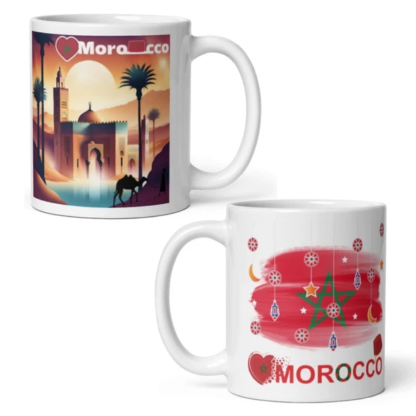 Fas Kupa Bardak 2 Adet Seyahat Hatıra Morocco Mug ürün görseli 1