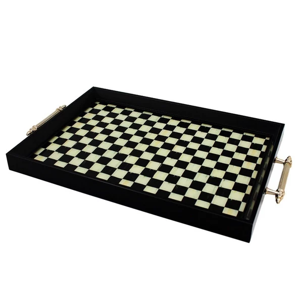Glore A08-006 Damalı El Geçmekli Tepsi 31X46Cm 81829 ürün görseli 1