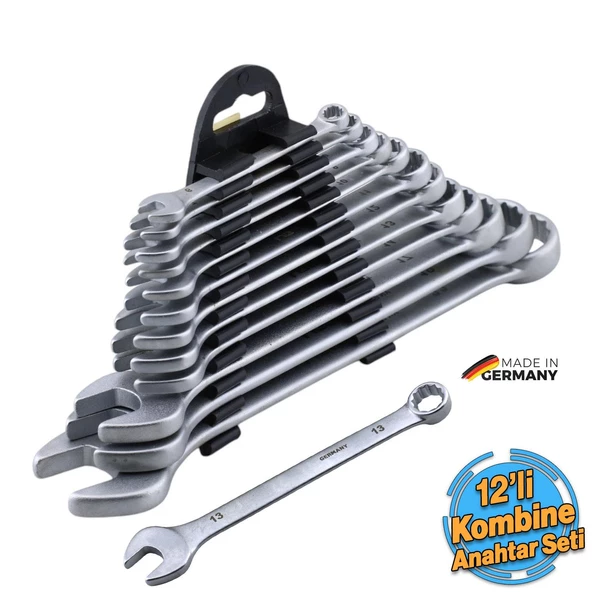 Kombine Anahtar Takımı Seti 12'li Kısa Tip Kombine Ağız Ağızlı Tip Anahtar Chrome Vanadium 12 li ürün görseli 1