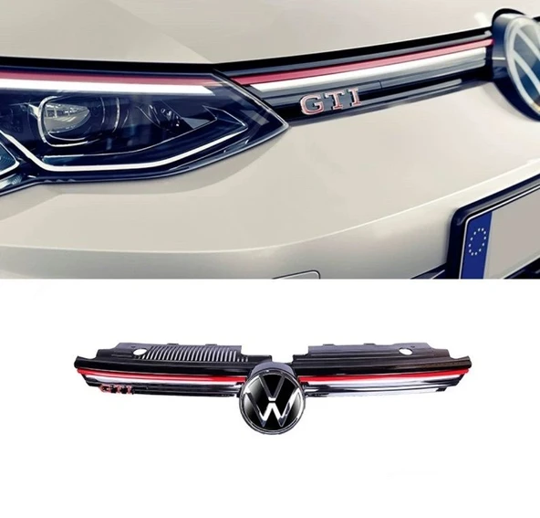 AUTOGP Vw golf 8 gti ön panjur ızgara ledli kırmızı şerit 2020+ ürün görseli 1