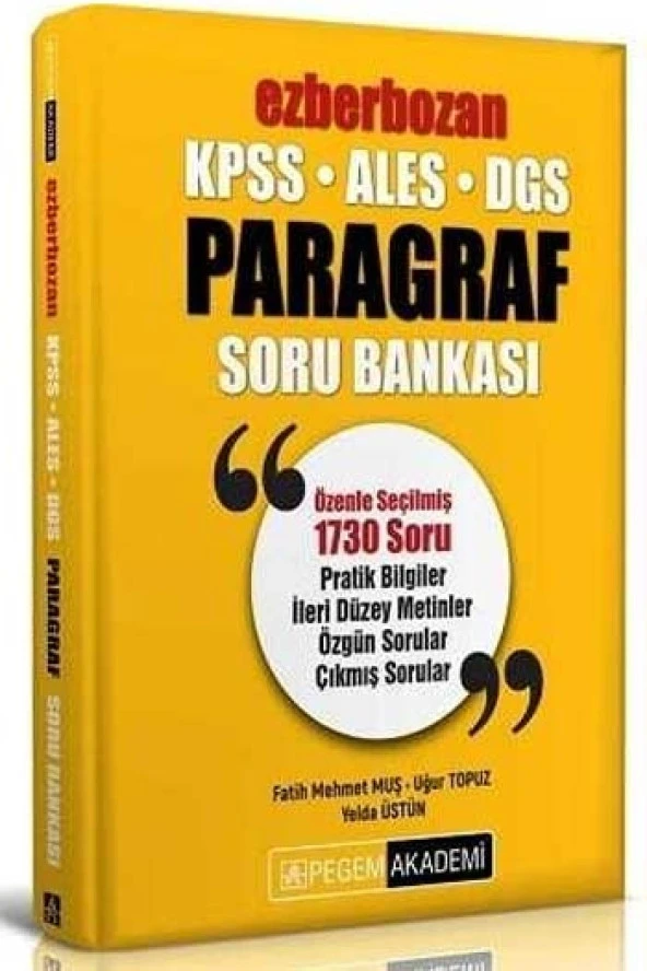 Pegem Yayınları 2021 Kpss Ales Dgs Ezberbozan Paragraf Soru Bankası ürün görseli 1