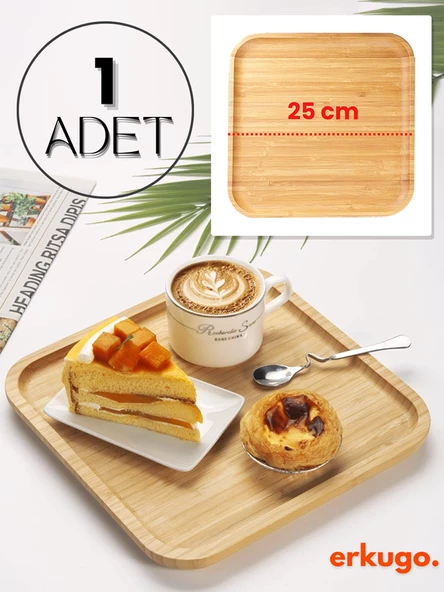 1 Adet Bambu Kare Servis Tabağı, Sunum Tabağı (25x25 cm) ürün görseli 1