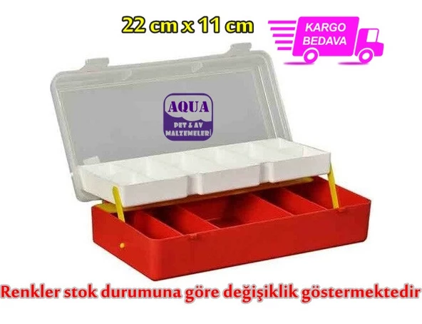 Şeffaf Kapaklı Raflı Balıkçı Malzeme Organizer 22 cm x 11 cm - Balıkçı Takım Malzeme Kutusu Organizeri ürün görseli 1