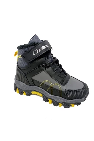 Callion 06P Deri Çocuk Sneakers Bot Füme Siyah Sarı ürün görseli 1