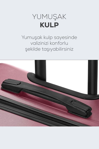 Spring Model Gül Kurusu Renk 2'li Valiz Seti Kabin + Orta - Resim 5