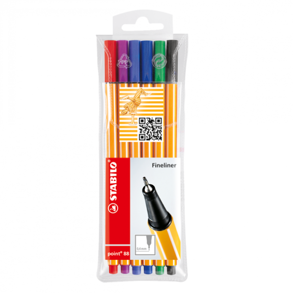 Stabilo Keçe Uçlu İnce Kalem 88 Point 0.4 MM Karışık Renk 6 LI 88/6 ürün görseli 1