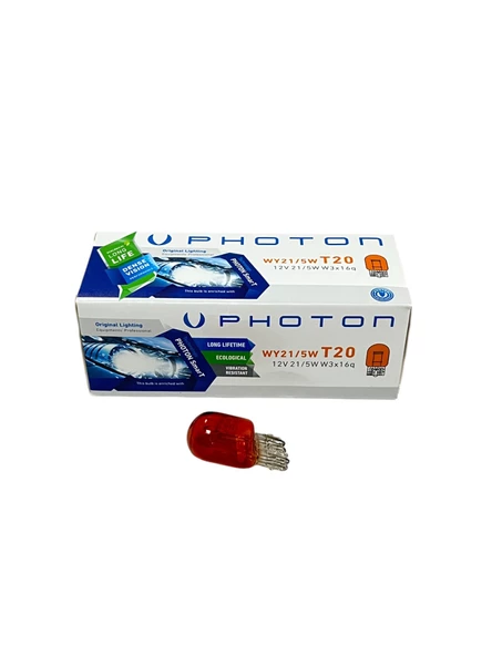 Photon T20 WY21/5W 12V Büyük Dipsiz Minyatür Turuncu Çift Telli Dipsiz Ampul 10 Adet ürün görseli 1