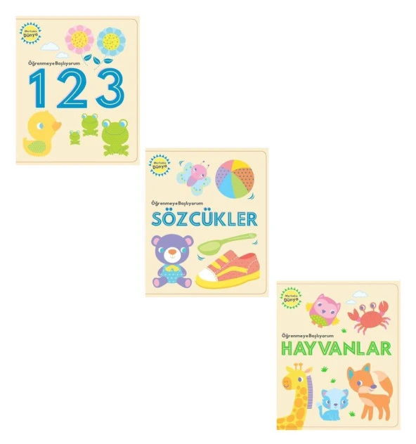 Öğrenmeye Başlıyorum 123 + Harfler + Hayvanlar Ciltli Sert Yaprak ürün görseli 1
