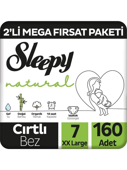 Sleepy Natural 7 Numara XXLarge 160'lı Bebek Bezi ürün görseli 1