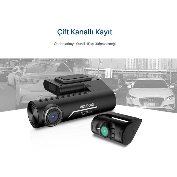 Vueroid Araç Kamerasi 2K Sony Starvis Görüntü Sensörü GPS D20 - Resim 5