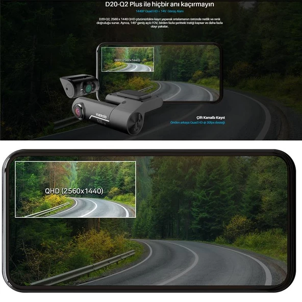 Vueroid Araç Kamerasi 2K Sony Starvis Görüntü Sensörü GPS D20 - Resim 8