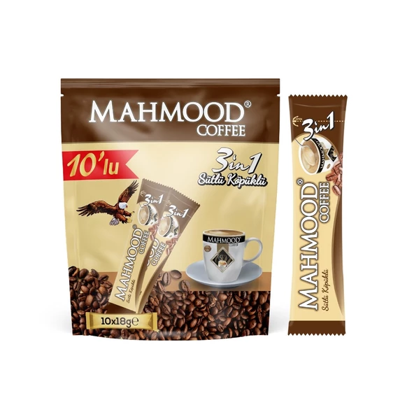 Mahmood Coffee 3ü 1 Arada Süt Köpüklü Kahve 18 gr 10 Adet ürün görseli 1