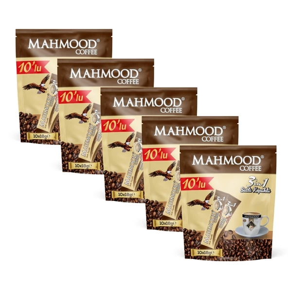 Mahmood Coffee 3'ü 1 Arada Süt Köpüklü Kahve 18 gr x 10 Adet x 5'li Paket ürün görseli 1