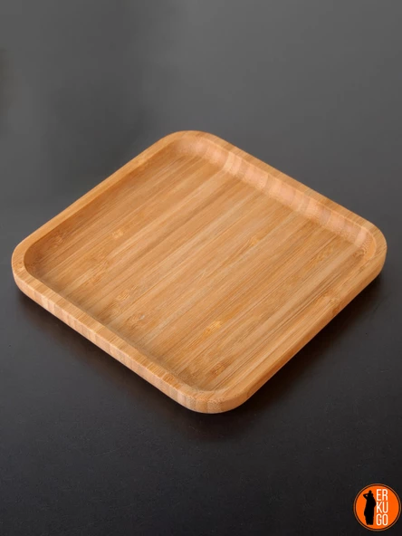 2 Adet Bambu Kare Servis Tabağı, Sunum Seti (25x25 cm) - Resim 2