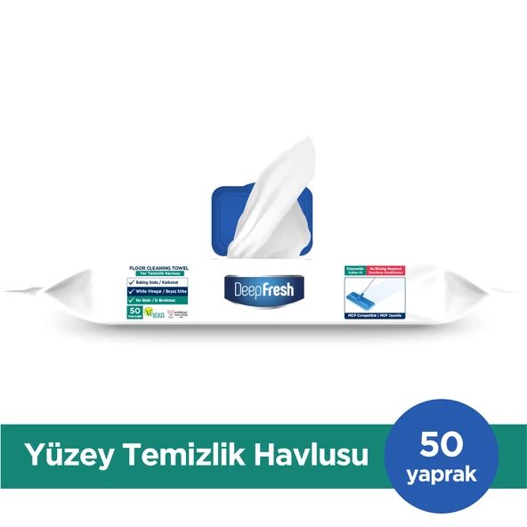 DeepFresh Mop Uyumlu İz Bırakmaz Yer Temizleme Havlusu 50 Yaprak ürün görseli 1