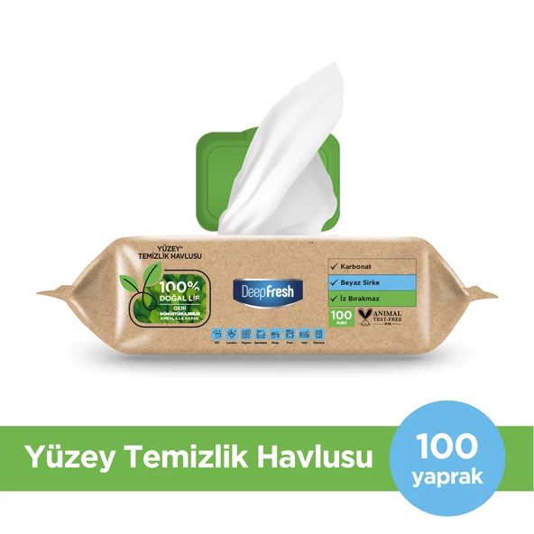 DeepFresh Biodegredable Yüzey Temizleme Havlusu 100 Yaprak ürün görseli 1