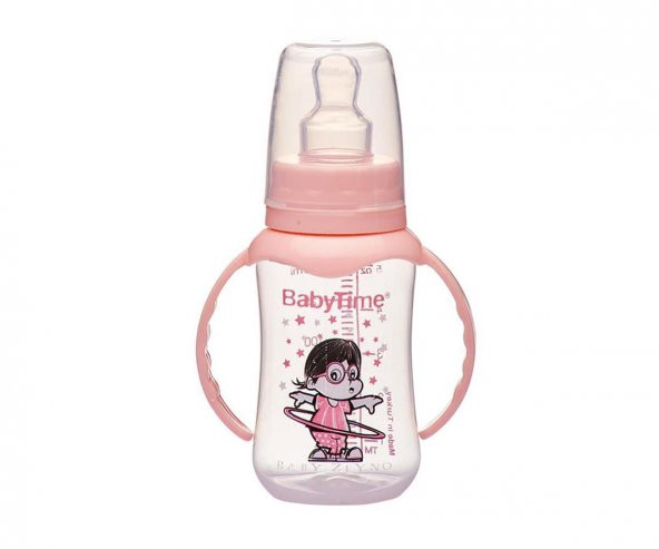 Baby Time Silikon Kiraz Uçlu Kulplu Biberon 150 Ml - Pudra ürün görseli 1