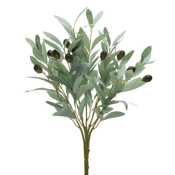 Nettenevime Yapay Zeytin Pastel Yeşil 40cm 5 Dallı 10 Meyveli Demet Yapay Çiçek Artificial Olive ürün görseli 1