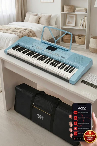Midex PS-2300BL 61 Tuşlu Org Seti Mavi Kaliteli Başlangıç İçin Uygun ürün görseli 1