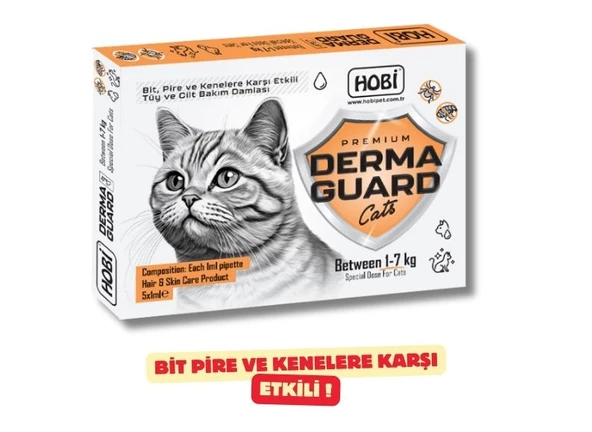 Hobi Derma Guard Kediler İçin Bit Pire Önleyici Cilt Bakım Damlası 1 Ml X 5 Adet ürün görseli 1