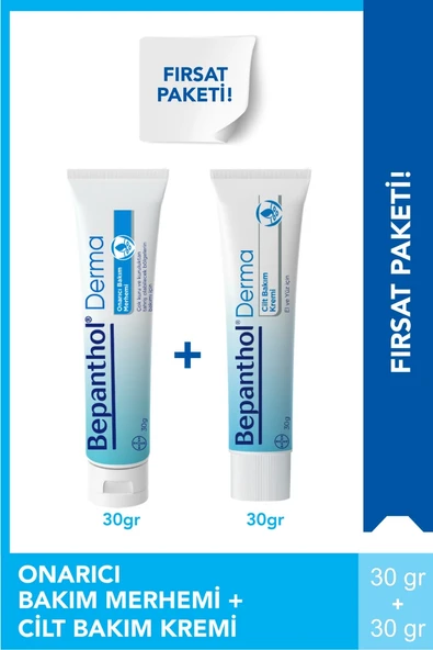 Bepanthol Derma Onarıcı Bakım Merhemi 30 gr + Derma Cilt Bakım Kremi 30 gr ürün görseli 1