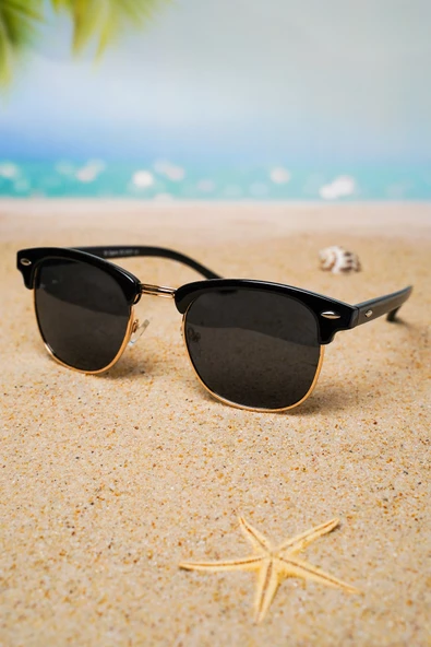 Di Caprio DC2037BLACK Polarize Camlı Clubmaster Güneş Gözlüğü ürün görseli 1