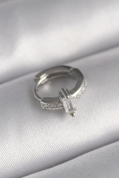 316L Çelik Gümüş Renk Zirkon Taşlı Tragus Piercing TJ-PR1307 ürün görseli 1