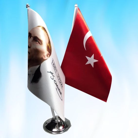 İKİLİ TÜRK BAYRAĞI ve ATATÜRK ürün görseli 1