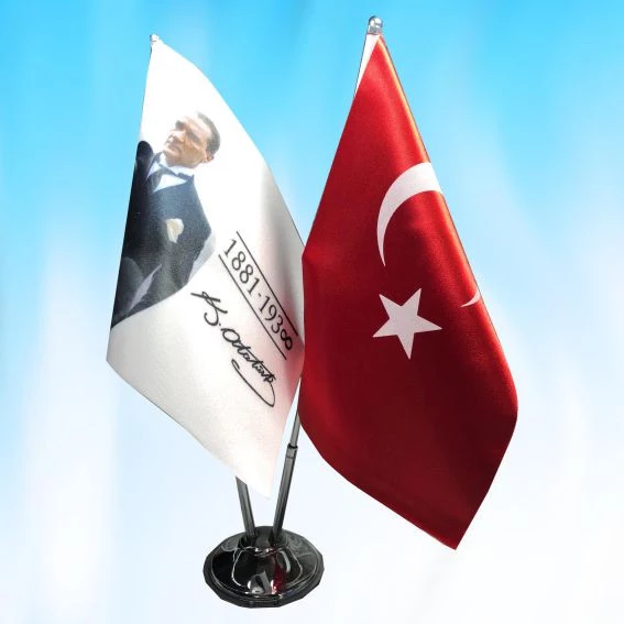 İKİLİ TÜRK BAYRAĞI ve ATATÜRK ürün görseli 1