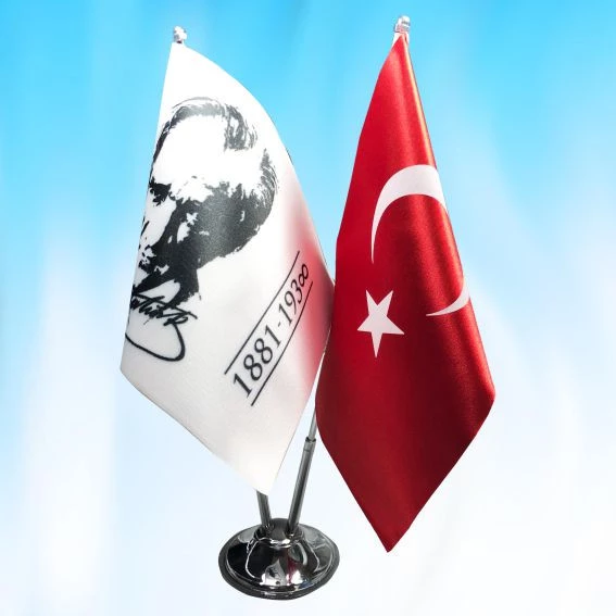 İKİLİ TÜRK BAYRAĞI ve ATATÜRK POSTERİ ürün görseli 1