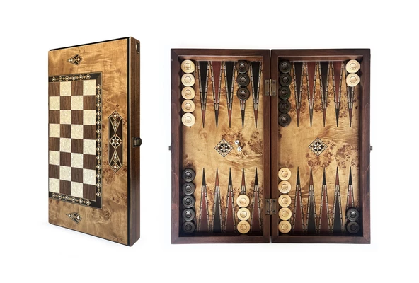 Helena Wood Art Klasik El Yapımı Ahşap Tavla Seti Büyük Boy ürün görseli 1