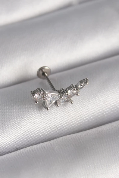 Gümüş Renk Zirkon Taşlı Tragus Piercing - EBJ241123W29488 ürün görseli 1