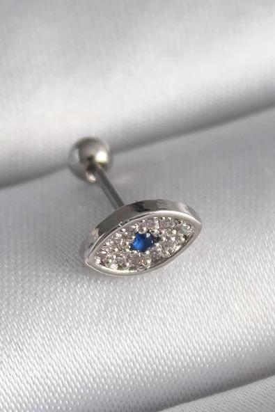 Gümüş Renk Zirkon Taşlı Göz Tragus Piercing - EBJ241123W29404 ürün görseli 1