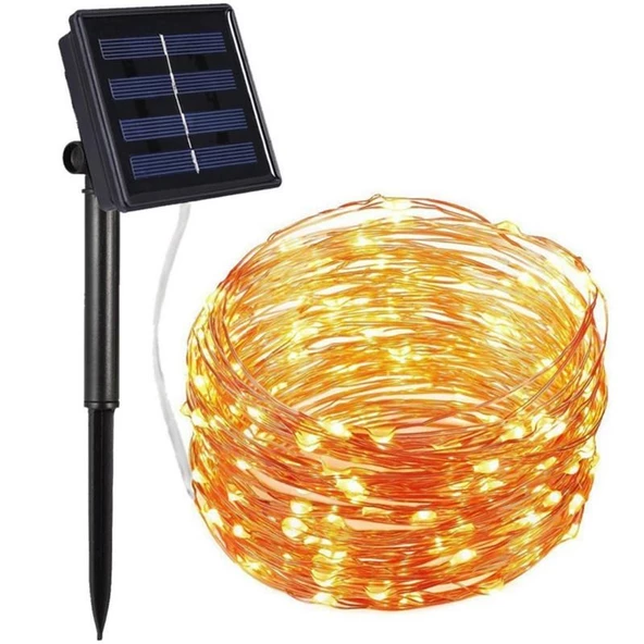 Schulzz Solar Güneş 12 Metre 100 Led Enerjili Dış Bahçe Aydınlatma Su Geçirmez Led ürün görseli 1