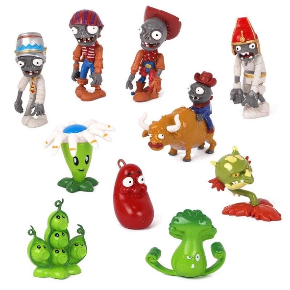 Plants And Zombies zombiler+ Bitkiler 10 adet 3-7 cm figur set ürün görseli 1