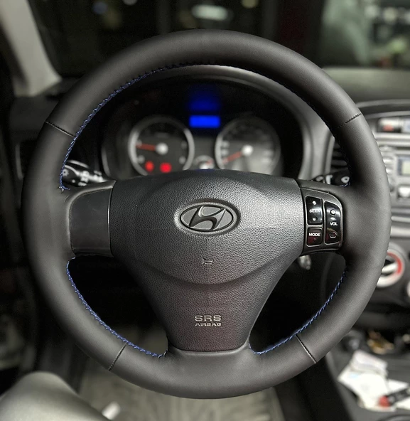 Hyundai Accent Era Araca Özel Direksiyon Kılıfı (NAPA DERİ MAVİ DİKİŞLİ) ürün görseli 1