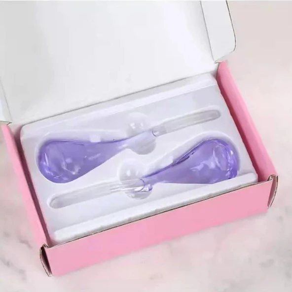 Face İce Roller Gua Sha Çiftli Yüz Buz Masaj Topu Mor Renk ürün görseli 1